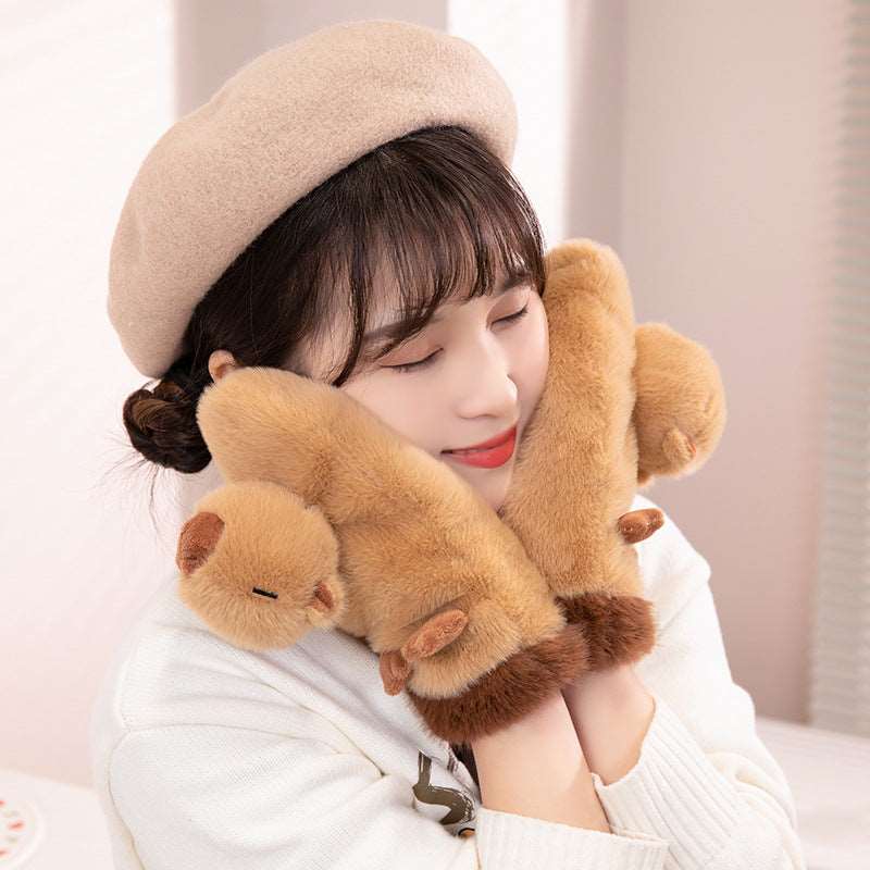 Capybara Plush Gloves
