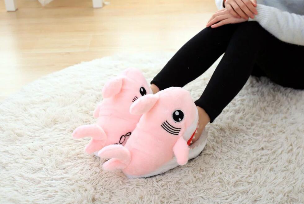 Cotton Shark Plush Slippers