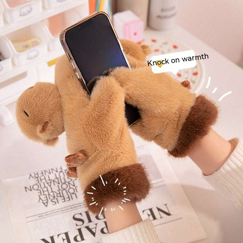Capybara Plush Gloves