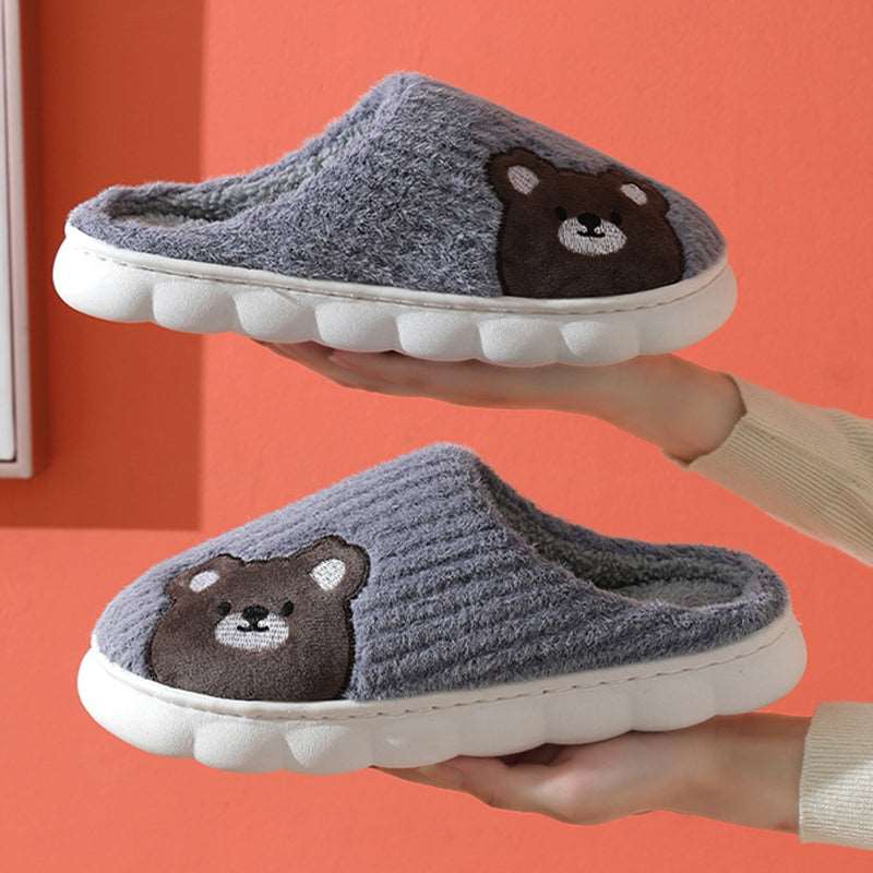Rabbit Striped Plush Slippers