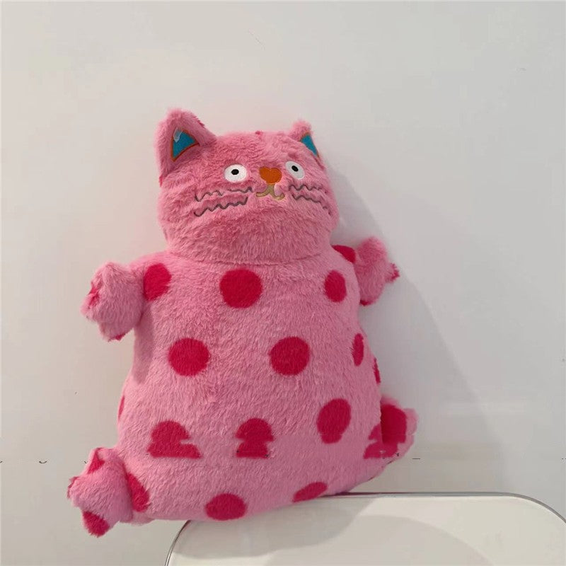 Funky Polka Dot Cat Pillow Plush