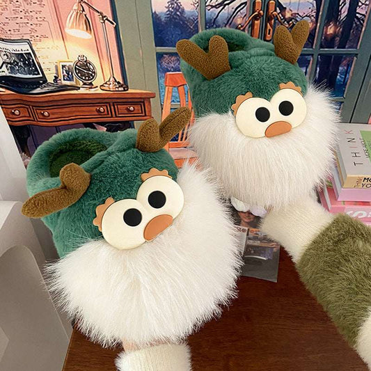 Plush Reindeer Slippers