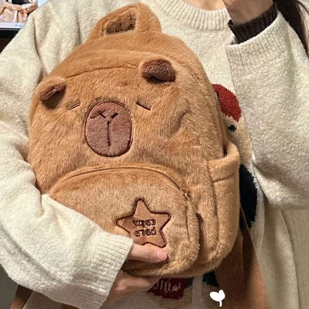Capybara Plush Large Cute Backpack