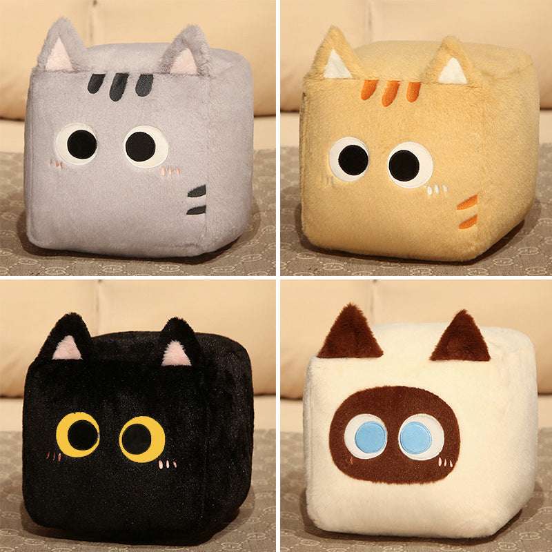 square cat plush pillow