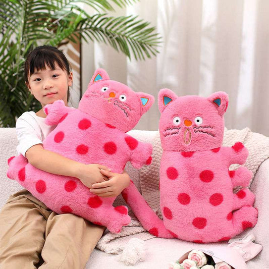 Funky Polka Dot Cat Pillow Plush