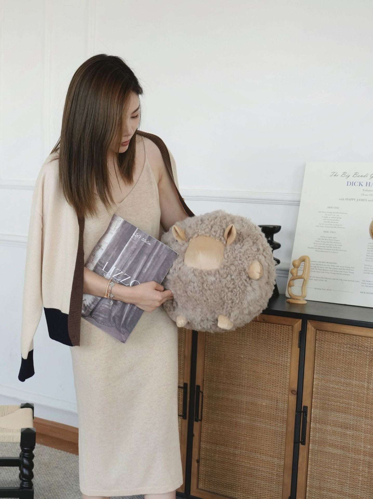 Furry Sheep Plush Pillow