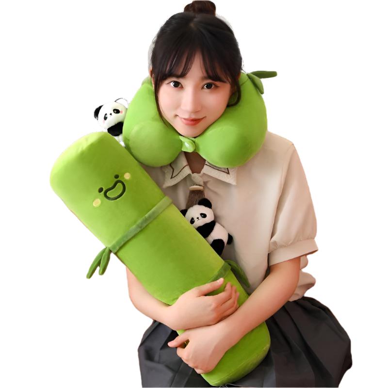 bamboo pipe panda pillow, panda pillow, cute panda cushion