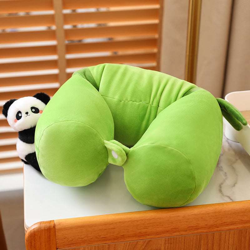 U shaped bamboo pipe panda pillow, panda pillow, cute panda cushion
