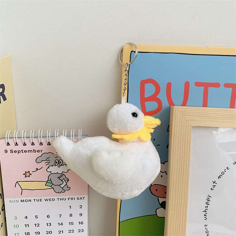 Cute white Cole Duck plush toy keychain