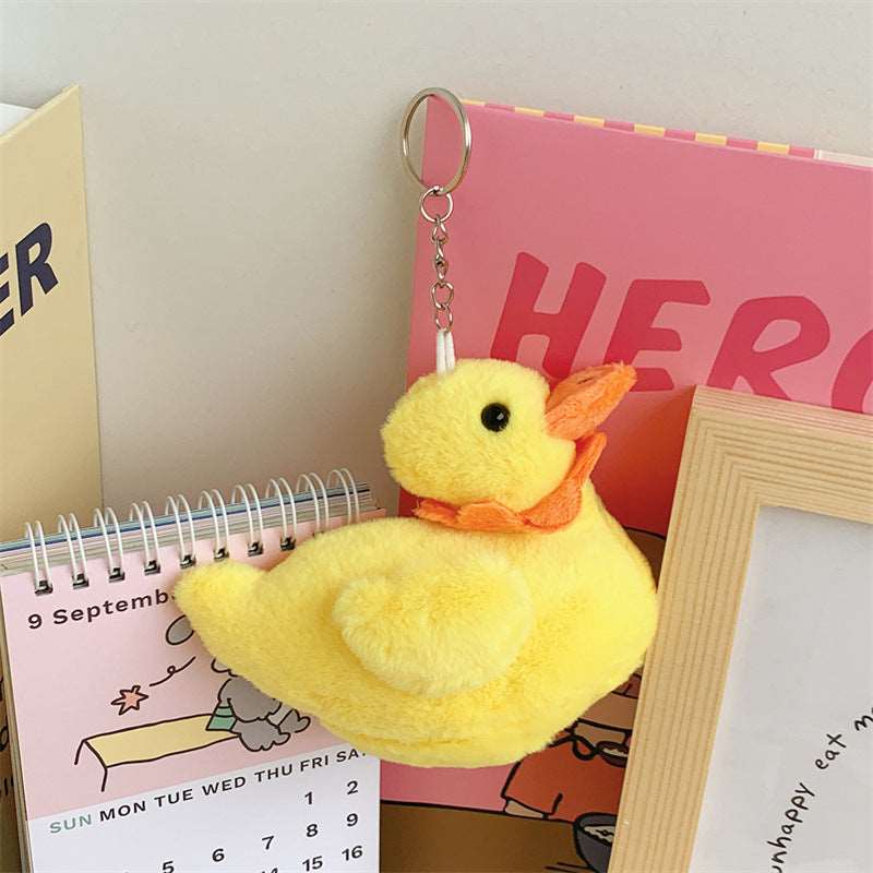 Cute yellow Cole Duck plush toy keychain