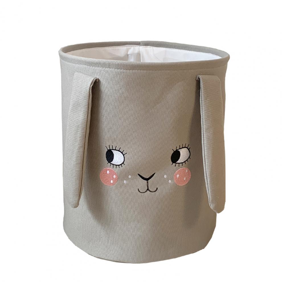 Grey Embroidery Storage Bucket Fabric Toy Solution
