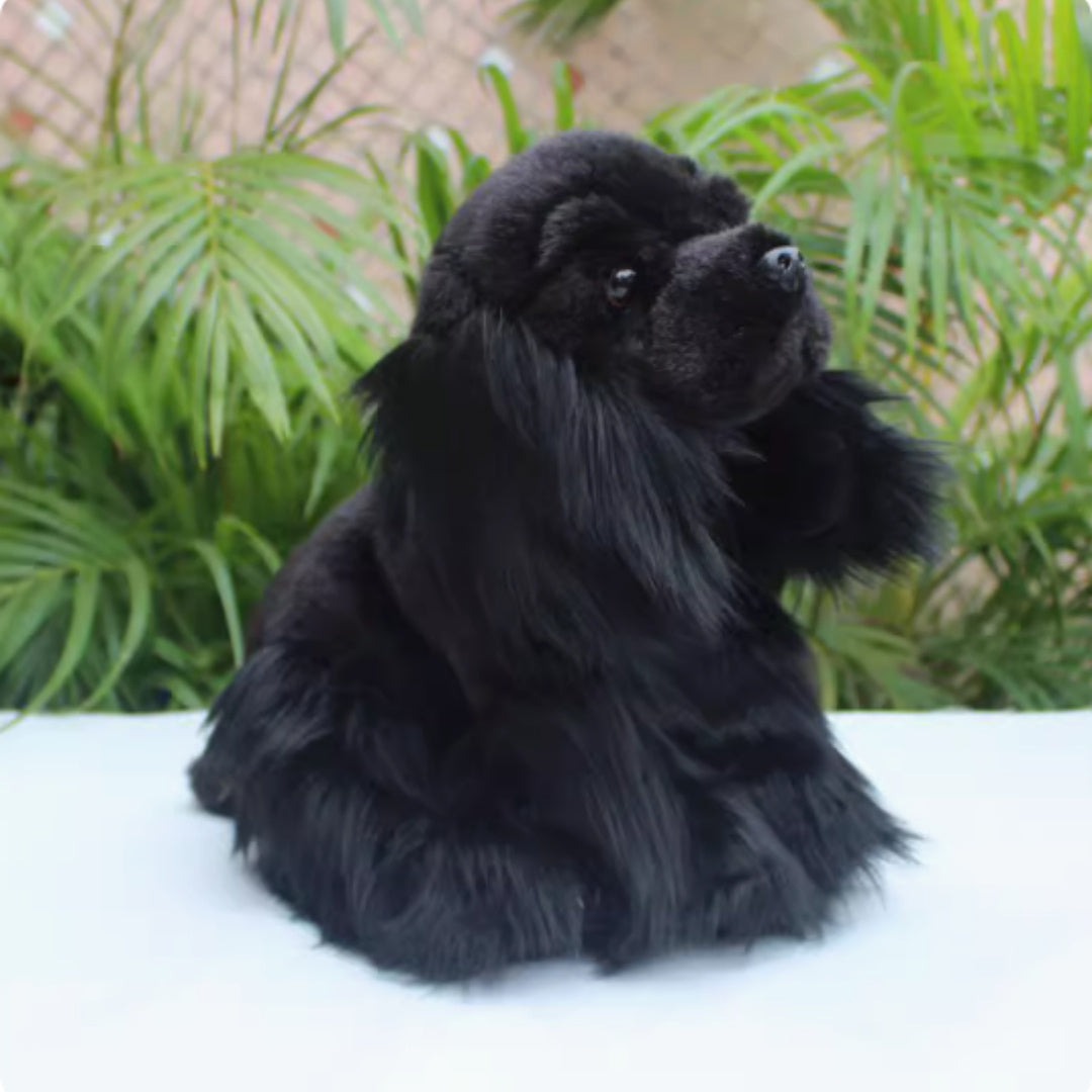 Black plush dog soft toy