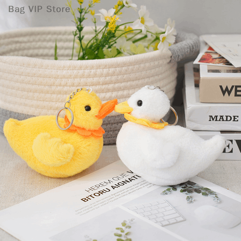 Vibrant yellow Cole Duck plush toy keychain