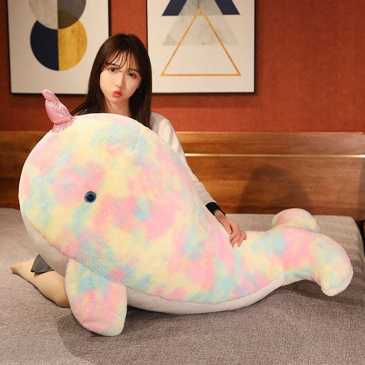 Large Colourful Whale Plush Pillow