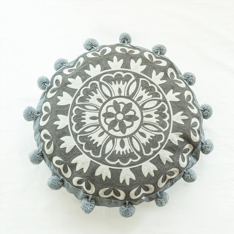 Moroccan embroidered Round Throw Pillow