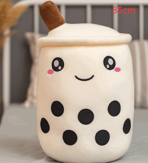 Cute Fruit Drink Plush Stuffed Soft Strawberry Milk Tea Plush Boba Tea Cup Toy Bubble Tea Pillow Cushion Kids Gift