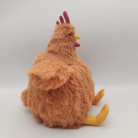 Cecile ginger chicken cuddly toy with tufted faux fur texture and red comb