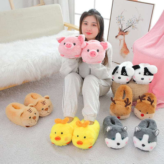 Furry Animal Paw Plush Slippers