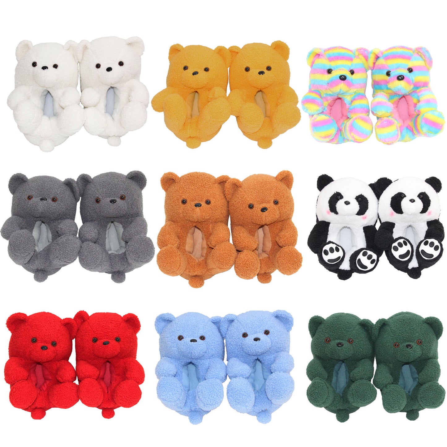 Furry Bear Plush Slippers