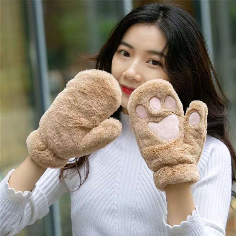Bear Mittens Warm Plush Gloves