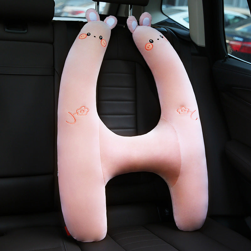 Pink H-Shape - Kids Car Travel Pillow