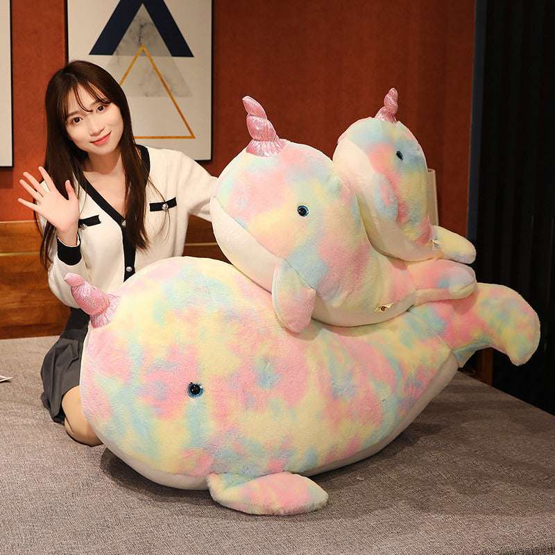 Large Colourful Whale Plush Pillow