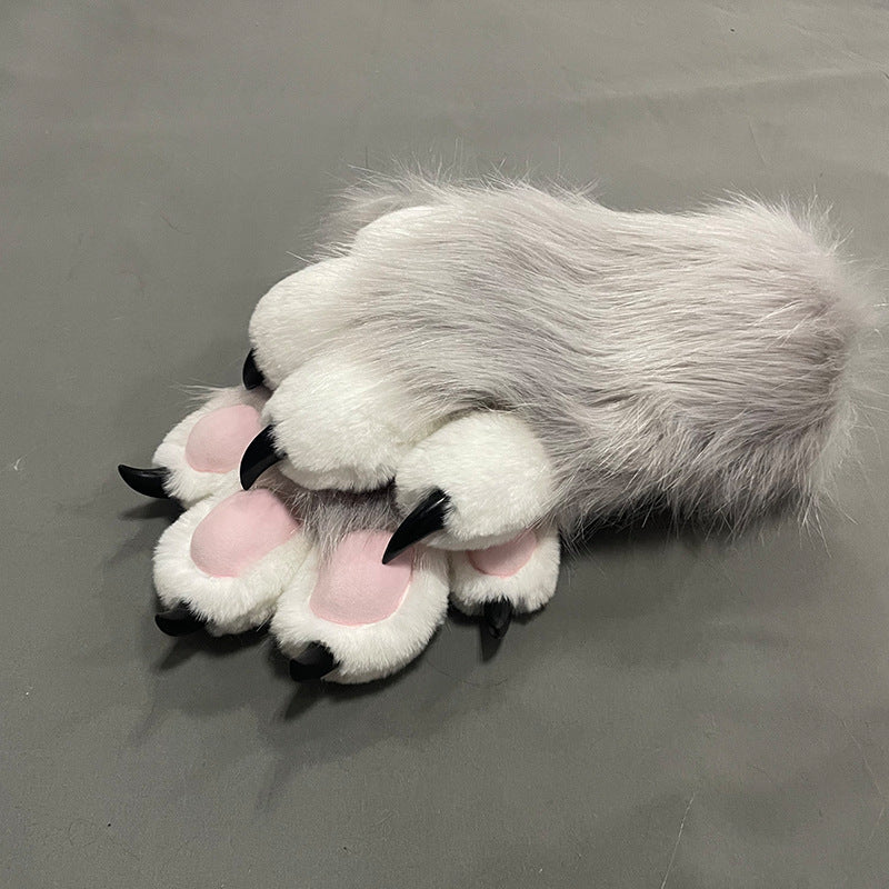 Furry Cat Plush Paw Gloves