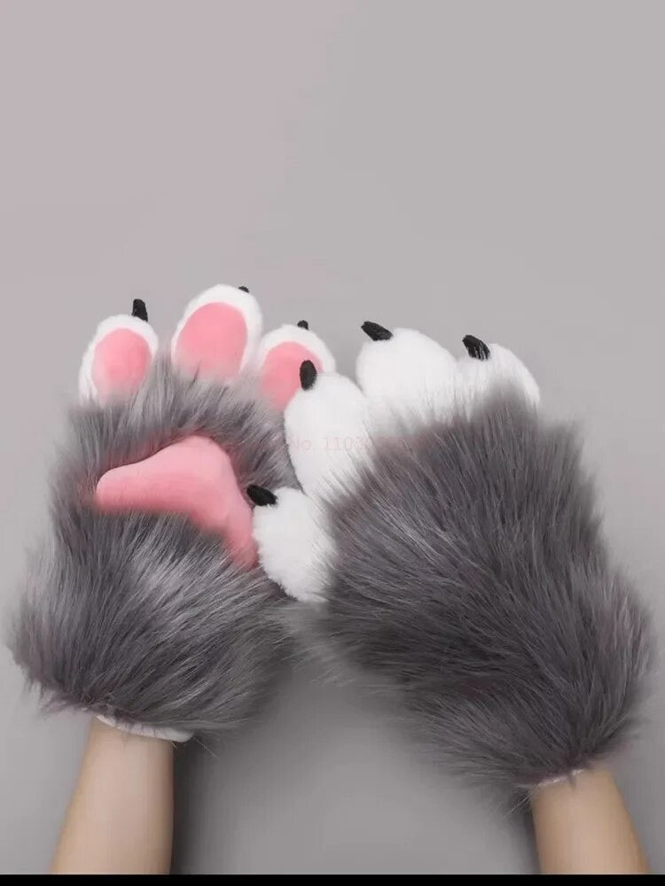 Furry cat paw cosplay gloves