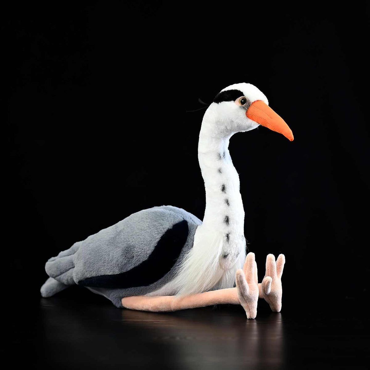 Grey Heron soft toy with long beak and wading bird shape