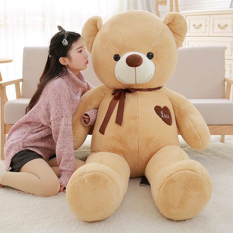 Oversized teddy bear with ribbons for gifting or room display