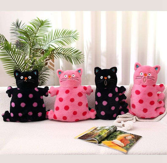 Four polka dot cat plush pillow designs