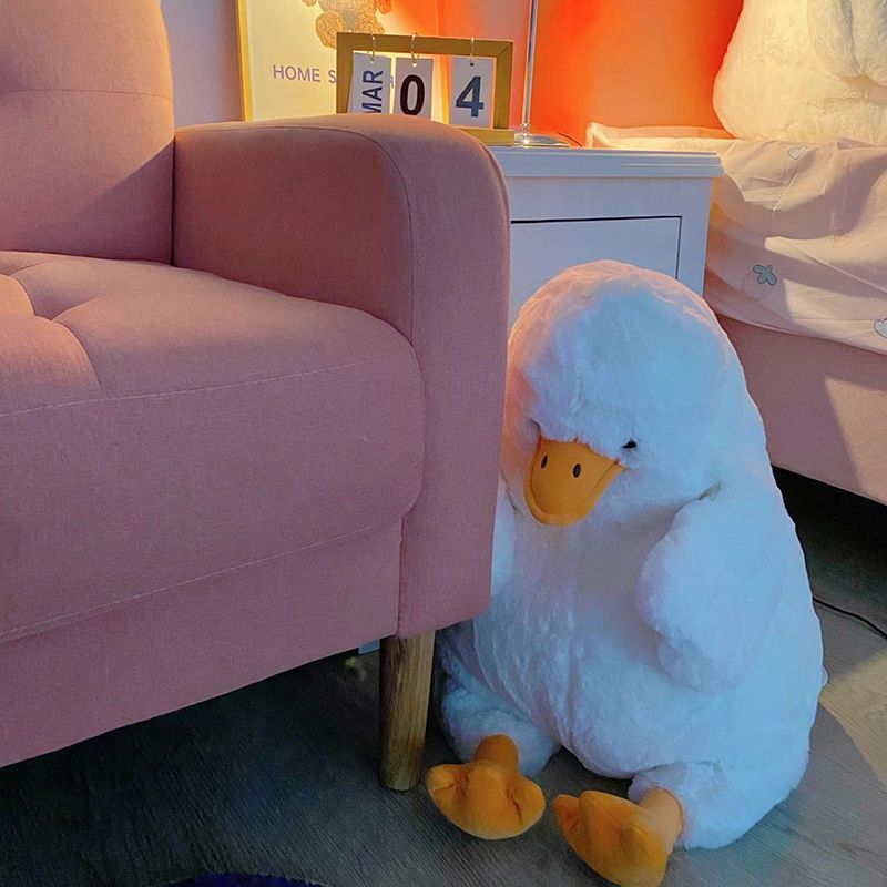 Soft white duck stuffed animal with fluffy body