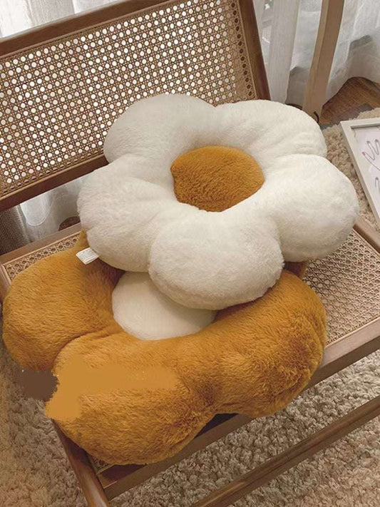 White sunflower seat cushion