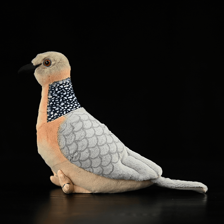 Spotted Dove plushie with detailed stitching and soft texture.