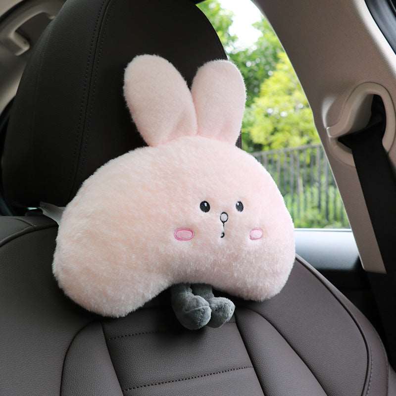 Cute little white rabbit car seat pillow
