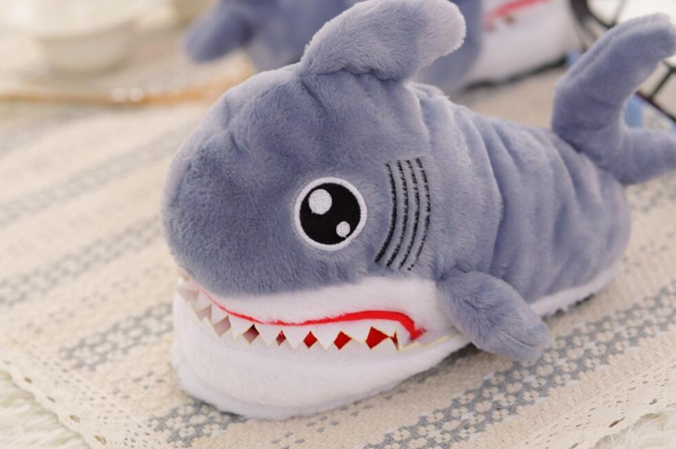 Cotton Shark Plush Slippers