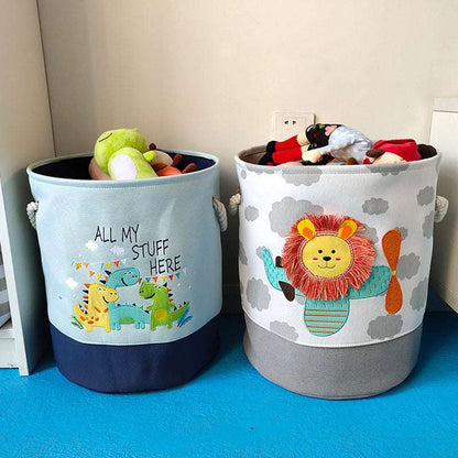 Foldable Cotton Linen Toy Storage Bucket