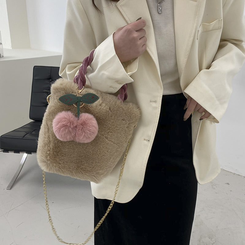 Cherry Pom Pom Plush Bag