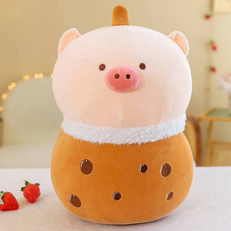 Boba Tea Pig Plush Toy