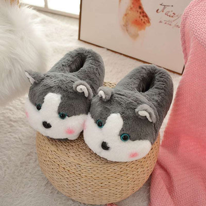Furry Animal Paw Plush Slippers