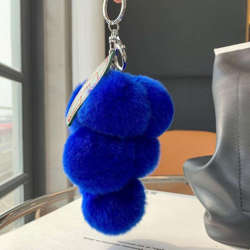 Creative Fruit Hairball Grape String Key Chain