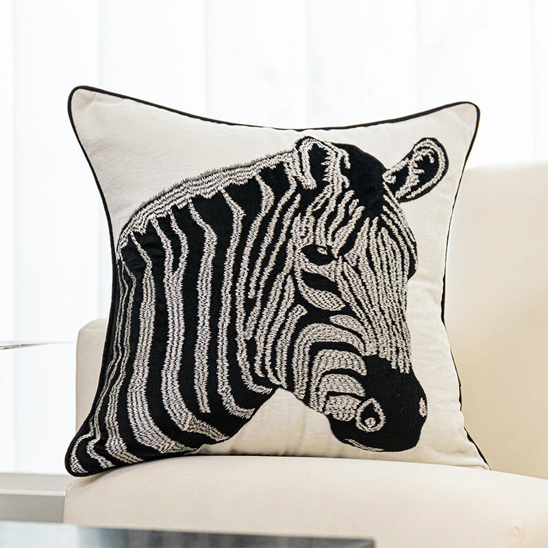 Giraffe Embroidery Throw Pillow