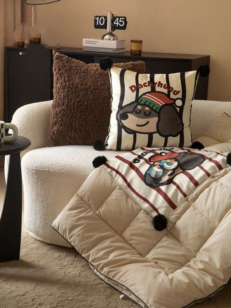 Happy Dachshund Pillow Quilt