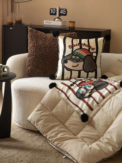 Happy Dachshund Pillow Quilt