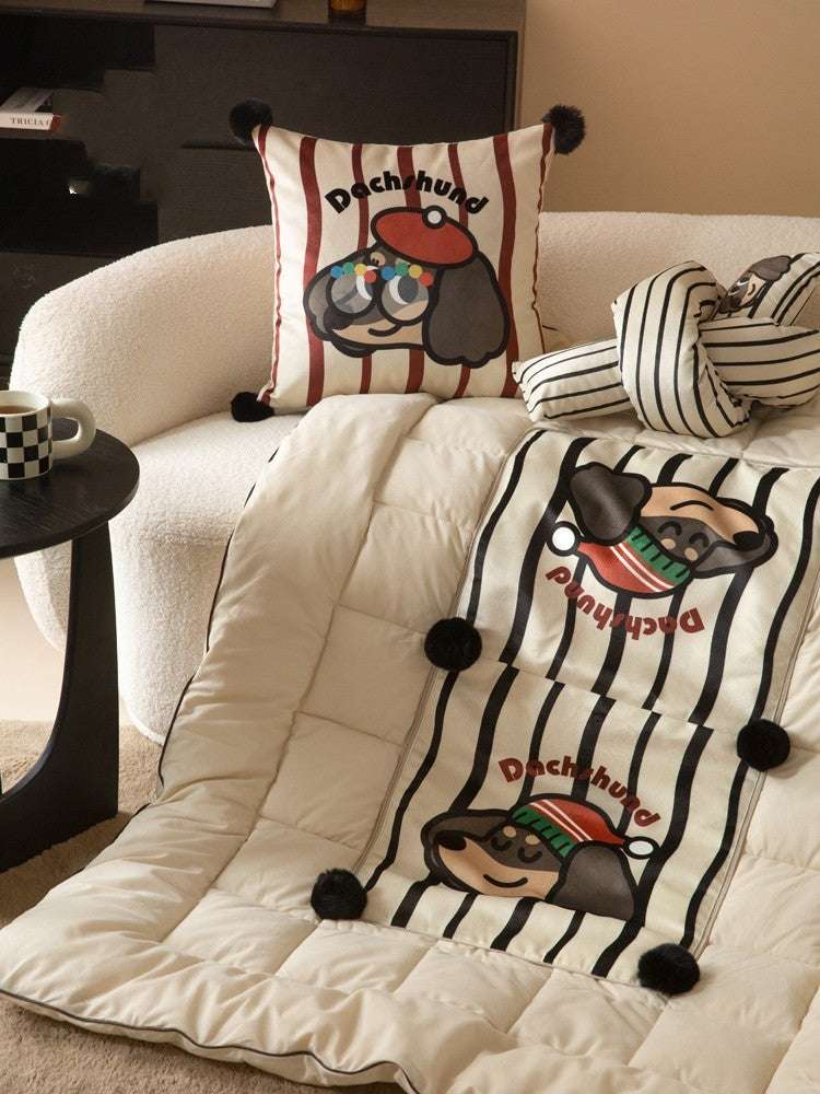 Happy Dachshund Pillow Quilt