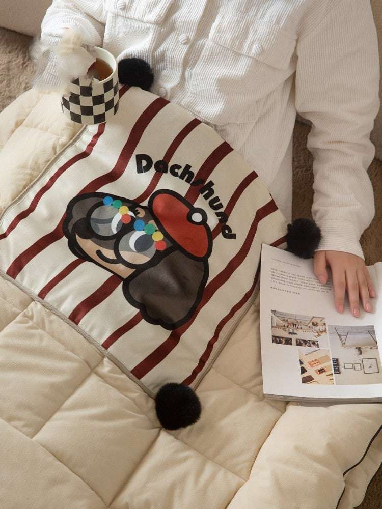 Happy Dachshund Pillow Quilt