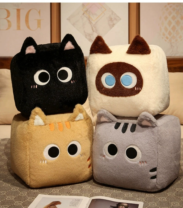 square cat plush pillow