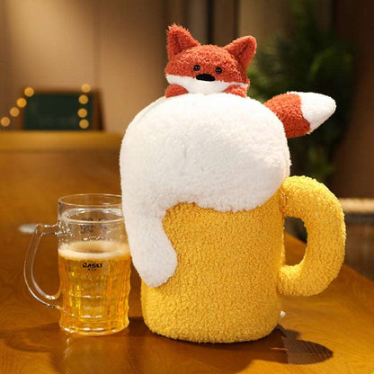 Beer Cow Plush Pillow