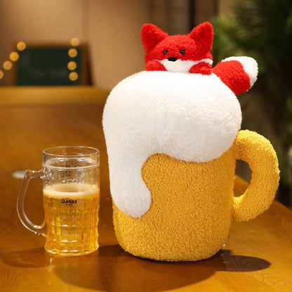 Beer Cow Plush Pillow