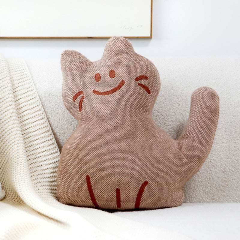 Chenille Cat Throw Pillow